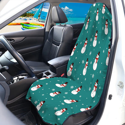 Teal Snowman Pattern Print Waterproof Car Seat Cover