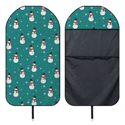 Teal Snowman Pattern Print Waterproof Car Seat Cover