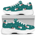 Teal Snowman Pattern Print White Chunky Shoes