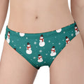 Teal Snowman Pattern Print Women's Panties