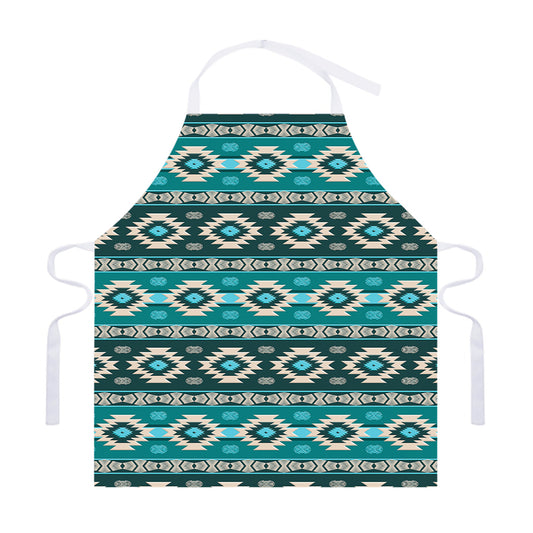 Teal Southwestern Navajo Pattern Print Adjustable Apron