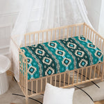 Teal Southwestern Navajo Pattern Print Baby Crib Sheet