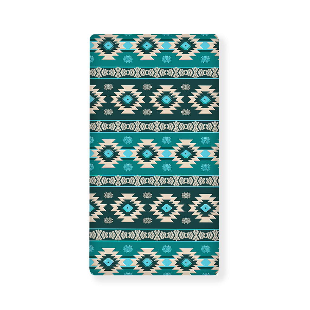 Teal Southwestern Navajo Pattern Print Baby Crib Sheet