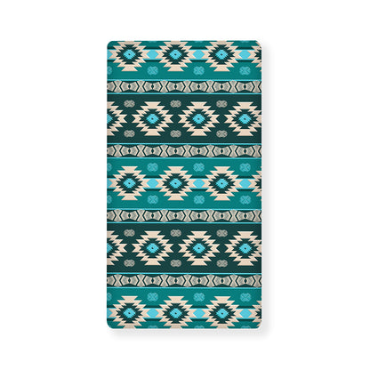 Teal Southwestern Navajo Pattern Print Baby Crib Sheet