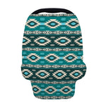 Teal Southwestern Navajo Pattern Print Baby Seat Cover