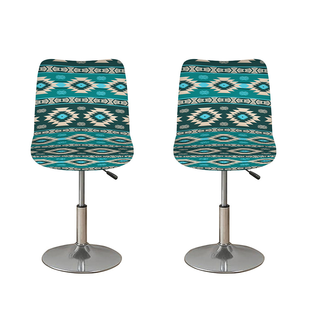 Teal Southwestern Navajo Pattern Print Bar Stool Covers