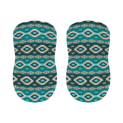 Teal Southwestern Navajo Pattern Print Bar Stool Covers