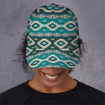 Teal Southwestern Navajo Pattern Print Baseball Cap