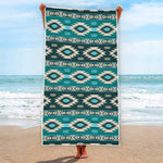 Teal Southwestern Navajo Pattern Print Beach Towel