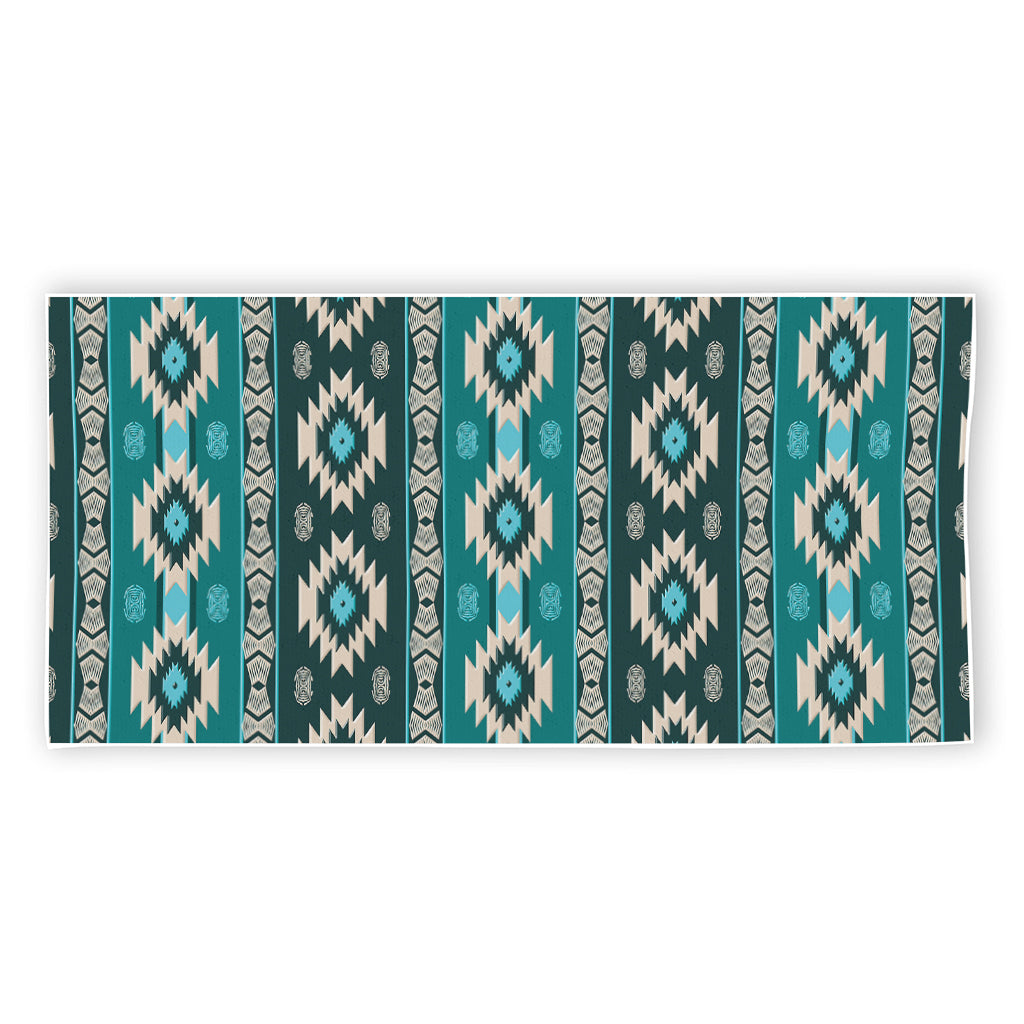 Teal Southwestern Navajo Pattern Print Beach Towel