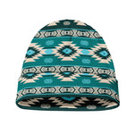 Teal Southwestern Navajo Pattern Print Beanie