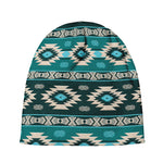 Teal Southwestern Navajo Pattern Print Beanie