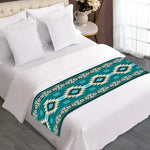 Teal Southwestern Navajo Pattern Print Bed Runner