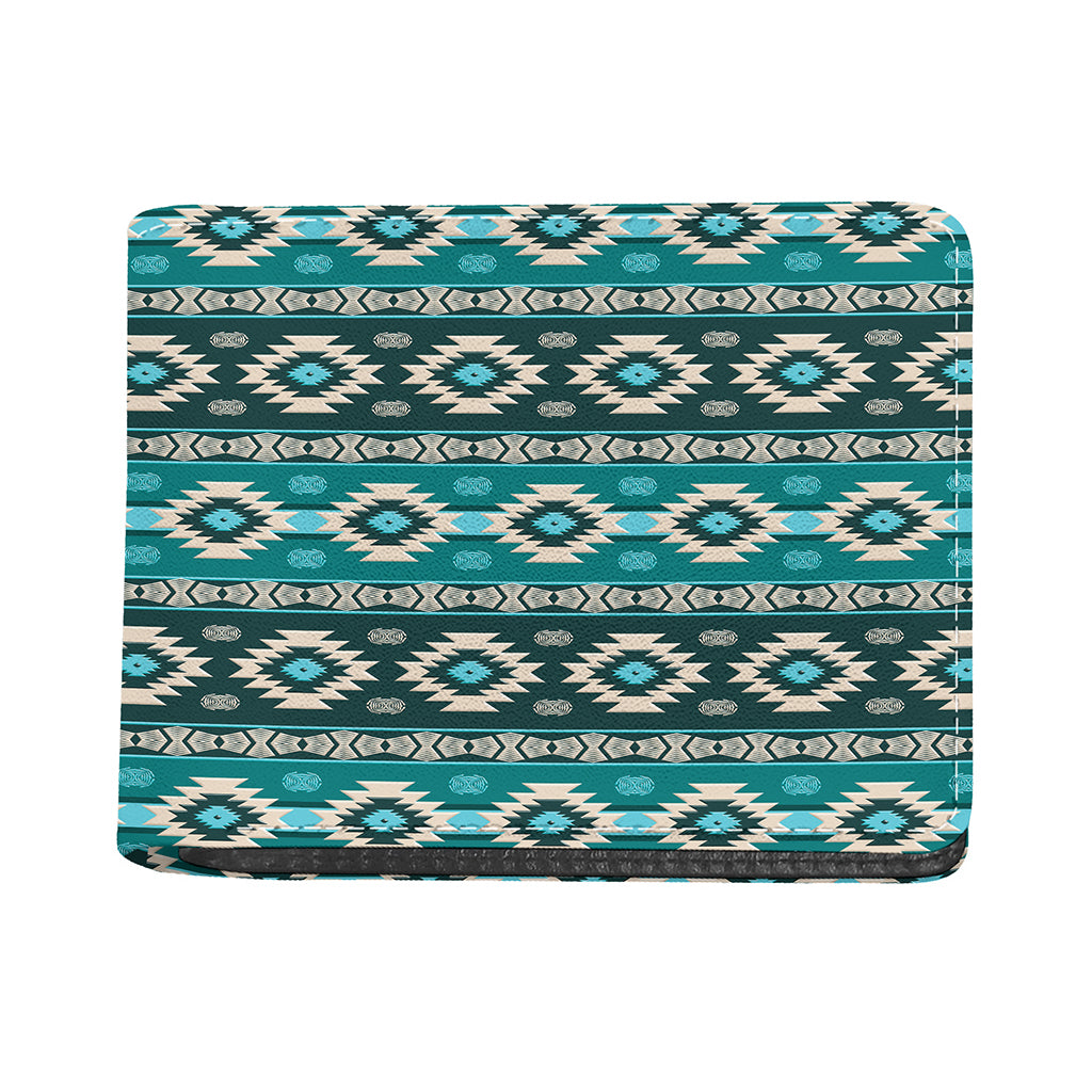 Teal Southwestern Navajo Pattern Print Bifold Wallet