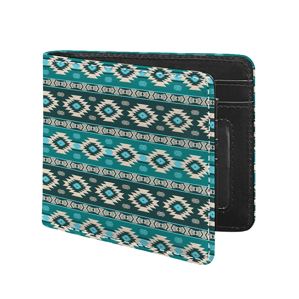 Teal Southwestern Navajo Pattern Print Bifold Wallet