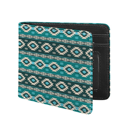 Teal Southwestern Navajo Pattern Print Bifold Wallet