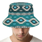 Teal Southwestern Navajo Pattern Print Bucket Hat