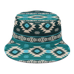 Teal Southwestern Navajo Pattern Print Bucket Hat