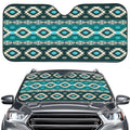 Teal Southwestern Navajo Pattern Print Car Windshield Sun Shade