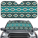 Teal Southwestern Navajo Pattern Print Car Windshield Sun Shade