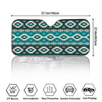 Teal Southwestern Navajo Pattern Print Car Windshield Sun Shade
