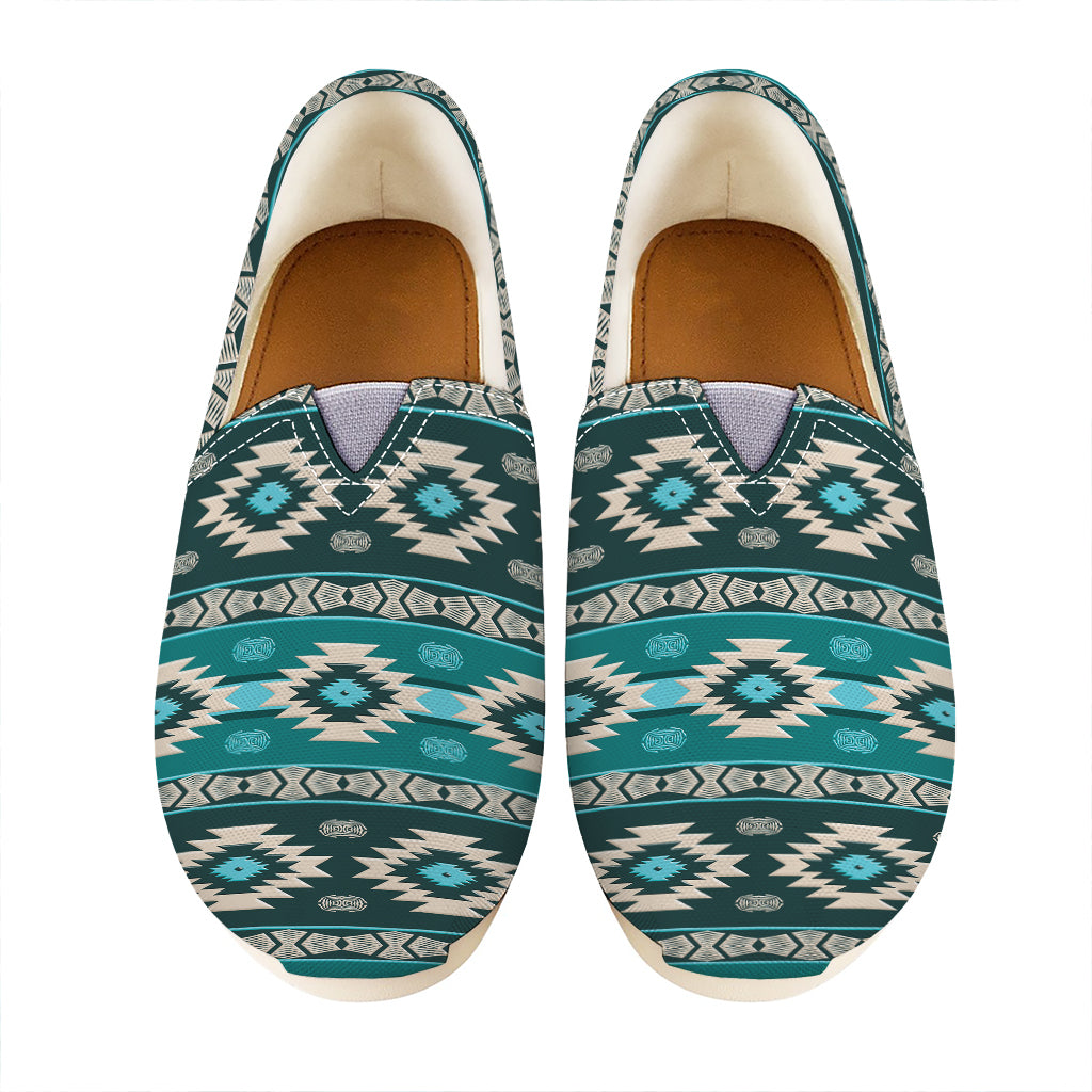 Teal Southwestern Navajo Pattern Print Casual Shoes