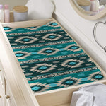 Teal Southwestern Navajo Pattern Print Changing Pad Cover