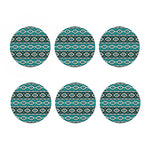 Teal Southwestern Navajo Pattern Print Coaster Set