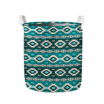 Teal Southwestern Navajo Pattern Print Collapsible Laundry Basket