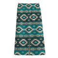 Teal Southwestern Navajo Pattern Print Cotton Front Slit Maxi Skirt