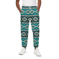 Teal Southwestern Navajo Pattern Print Cotton Sweatpants