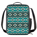 Teal Southwestern Navajo Pattern Print Crossbody Lunch Bag