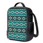 Teal Southwestern Navajo Pattern Print Crossbody Lunch Bag