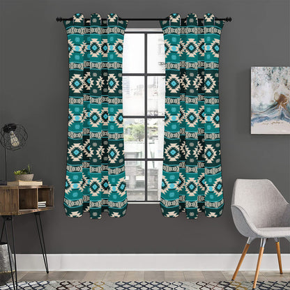 Teal Southwestern Navajo Pattern Print Curtain