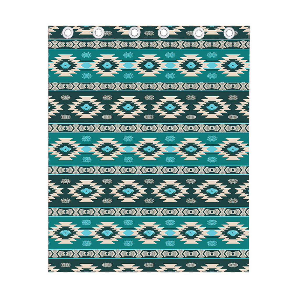 Teal Southwestern Navajo Pattern Print Curtain