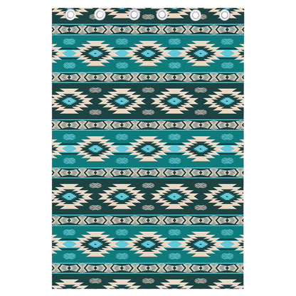 Teal Southwestern Navajo Pattern Print Curtain