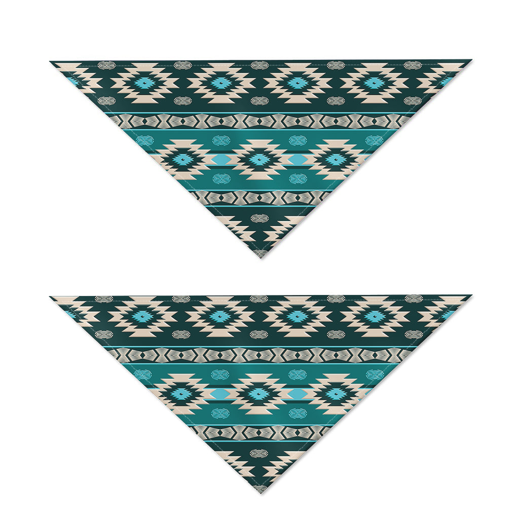 Teal Southwestern Navajo Pattern Print Dog Bandana