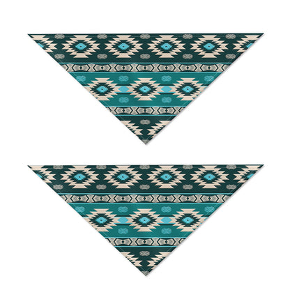 Teal Southwestern Navajo Pattern Print Dog Bandana