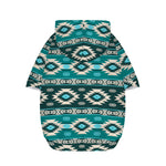 Teal Southwestern Navajo Pattern Print Dog Zip Up Hoodie