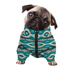 Teal Southwestern Navajo Pattern Print Dog Zip Up Jacket
