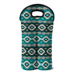 Teal Southwestern Navajo Pattern Print Double Neoprene Wine Tote
