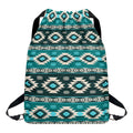 Teal Southwestern Navajo Pattern Print Drawstring Backpack
