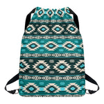 Teal Southwestern Navajo Pattern Print Drawstring Backpack