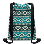 Teal Southwestern Navajo Pattern Print Drawstring Backpack