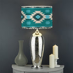 Teal Southwestern Navajo Pattern Print Drum Lamp Shade