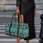 Teal Southwestern Navajo Pattern Print Duffle Bag
