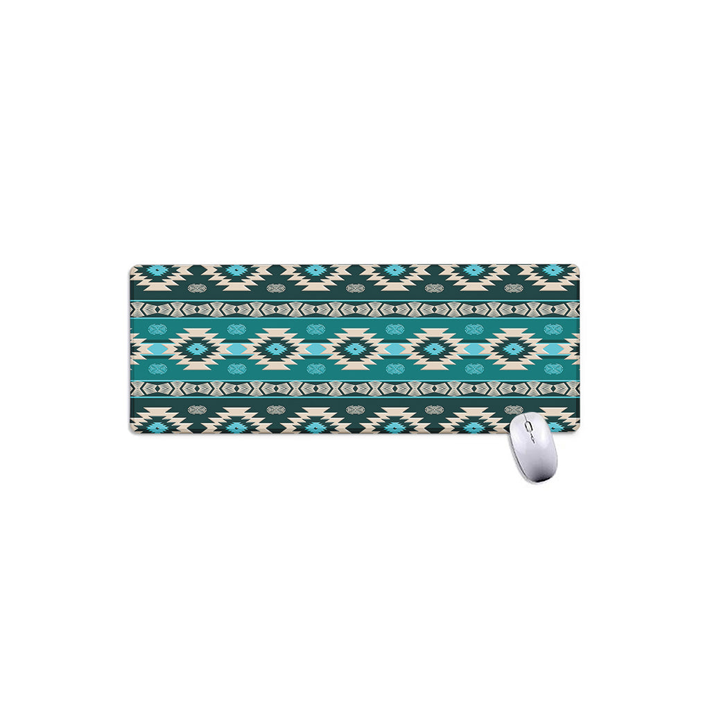 Teal Southwestern Navajo Pattern Print Extended Mouse Pad