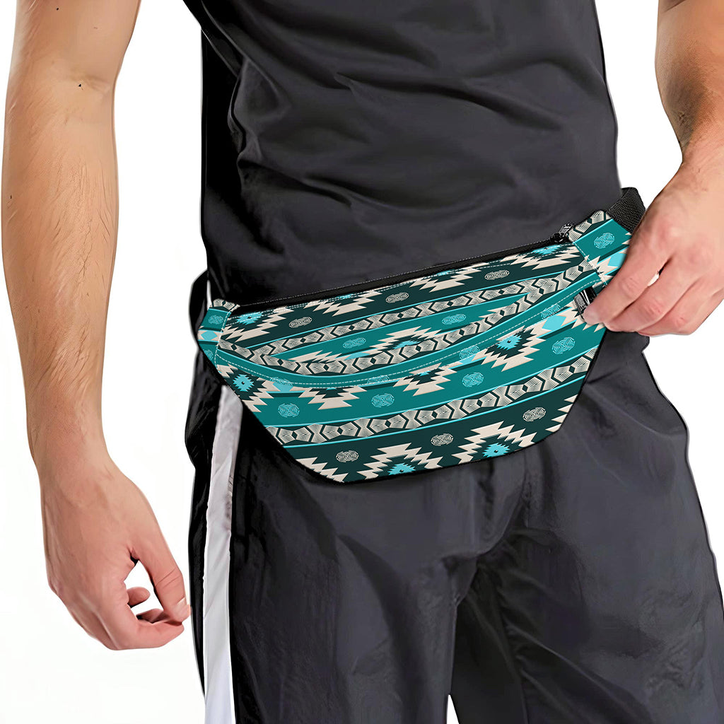 Teal Southwestern Navajo Pattern Print Fanny Pack