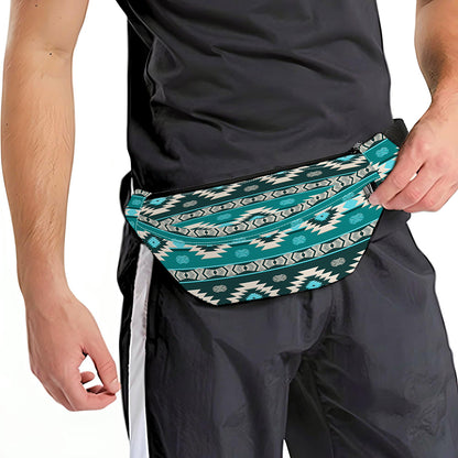 Teal Southwestern Navajo Pattern Print Fanny Pack