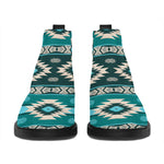 Teal Southwestern Navajo Pattern Print Flat Ankle Boots